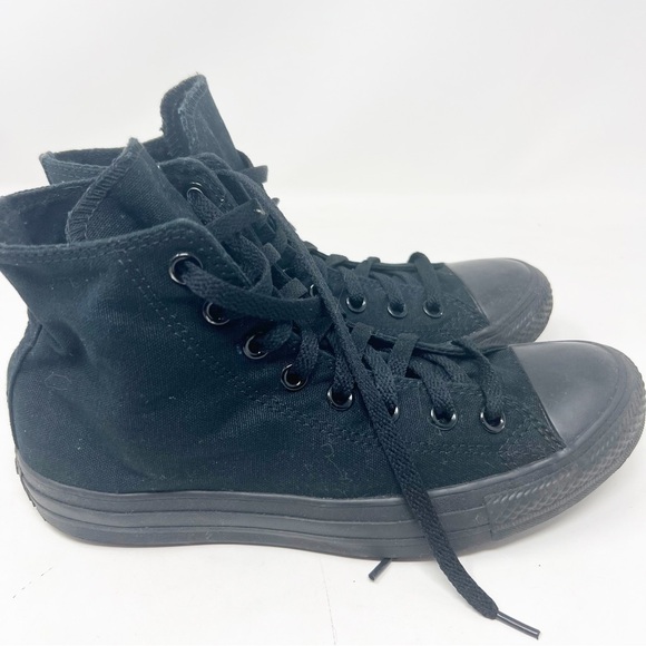 CONVERSE BLACK ALL STAR CHUCK TAYLOR HIGH TOP SNEAKERS MENS SZ7/WOMENS SZ 9 - Picture 6 of 9